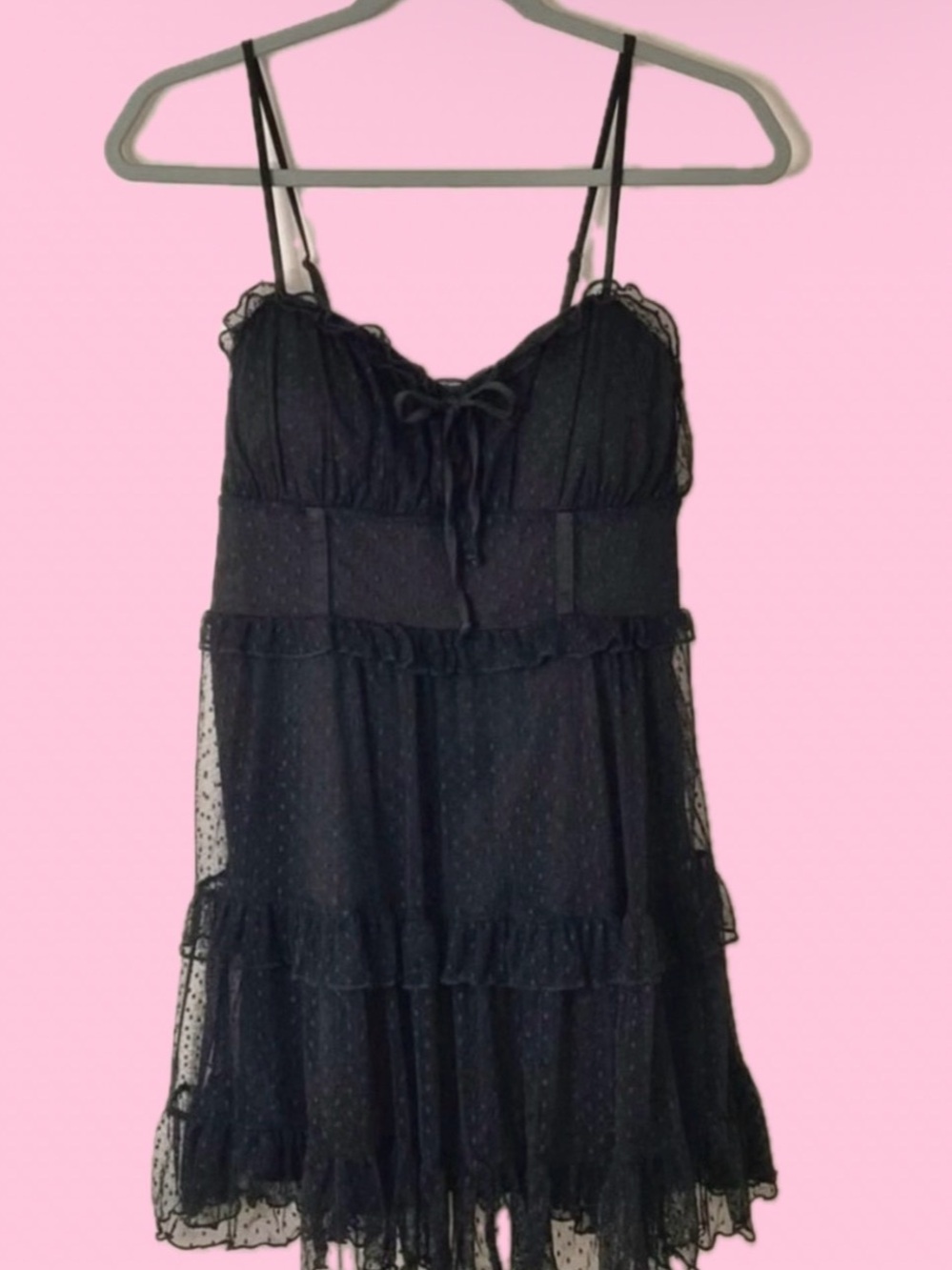 wild fable Black Ruffle-Tiered Mini Sundress